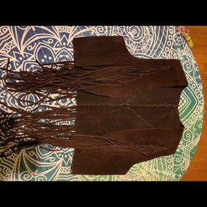 Leather fringe vest